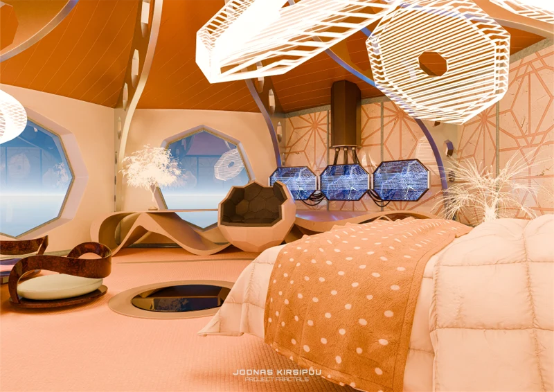 Wide angle 3D view of a capsule interior by Joonas Kirsipuu