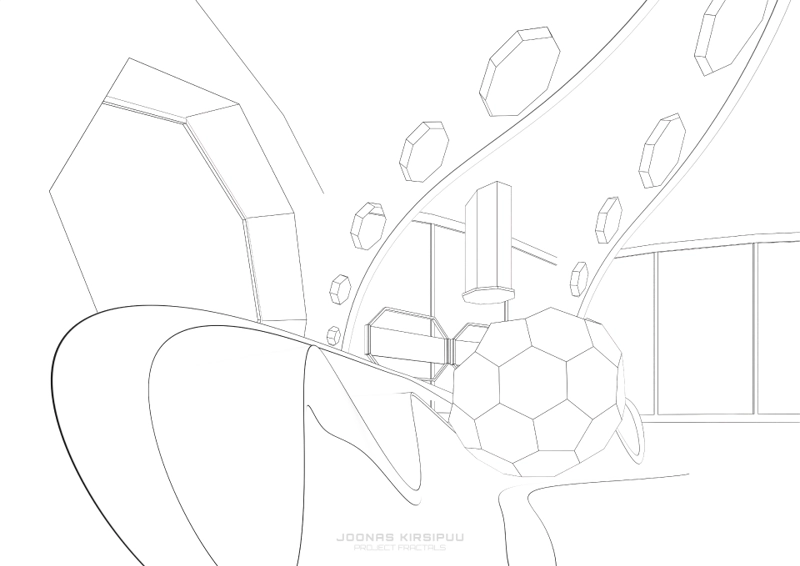 3D wireframe render of an architectural structure by Joonas Kirsipuu